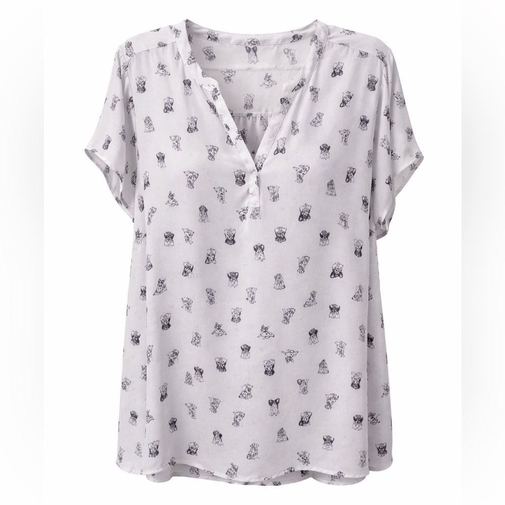 Torrid White and Black Dog Patterned Blouse